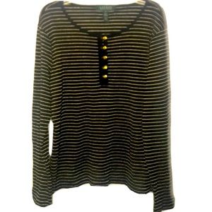 Ralph Lauren XL Women Metallic Striped Long sleeve